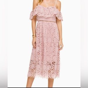 NWT ASTR Pink Off-the-Shoulder Lace Midi Dress